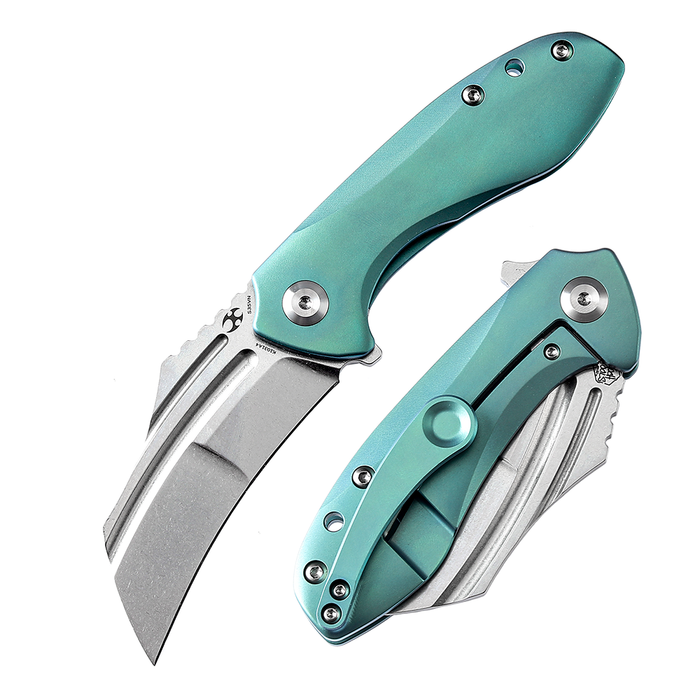 KANSEPT KTC3  Flipper Knife Green Titanium Handle (2.69'' CPM-S35VN Blade) Koch Tools Design-K1031A4