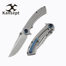 Pretatout K1032D1  Dmascus Blade Stonewashed Titanium Handle with Kmaxrom Design