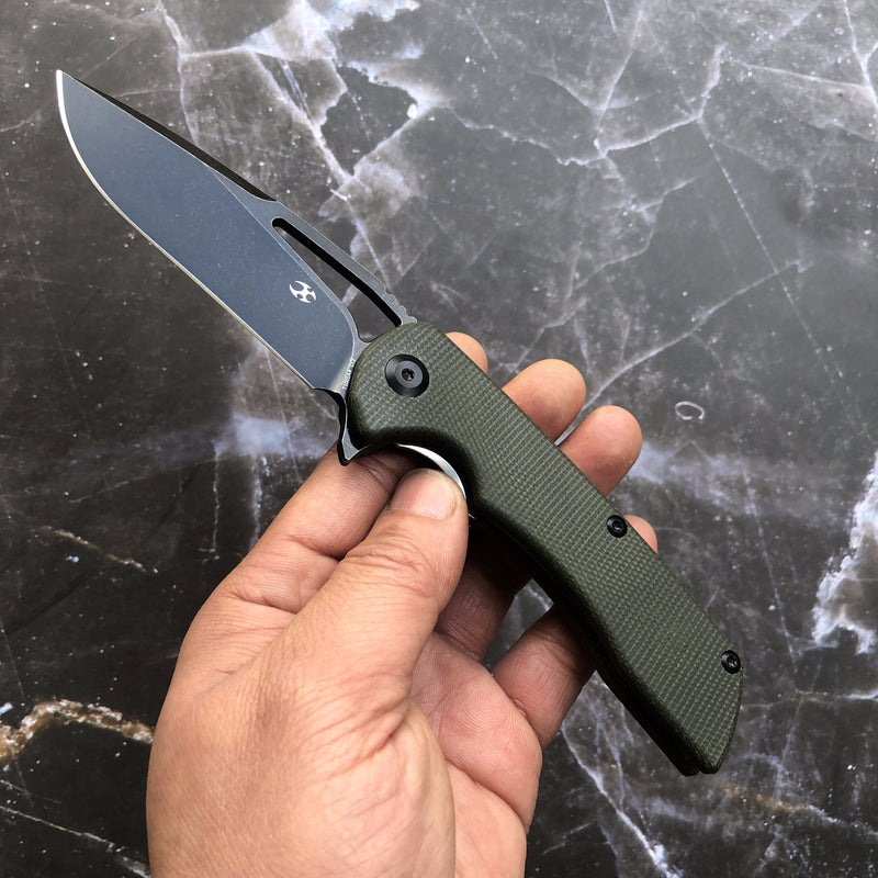 Kryo T1001A4 D2 Blade Dark Green Micarta Handle with Kim Ning Design