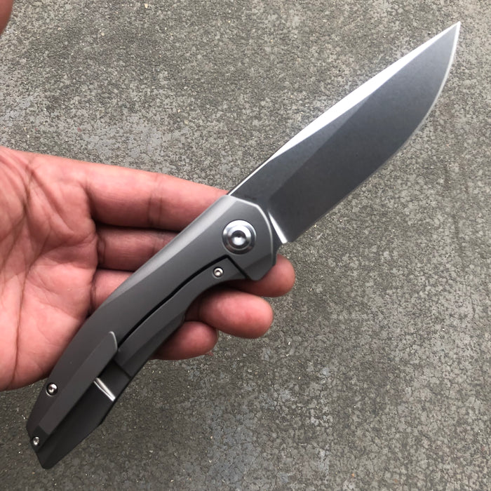 Mini Accipiter K2007A2 Front Flipper with Titanium Handle Carbon Fiber Inlay S35VN Blade