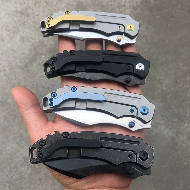 KANSEPT Pelican Edc Thumb Studs/Flipper Knife Coating 6AL4V Titanium Handle(3.0" CPM S35VN Blade)Kmaxrom Design- K1018A4