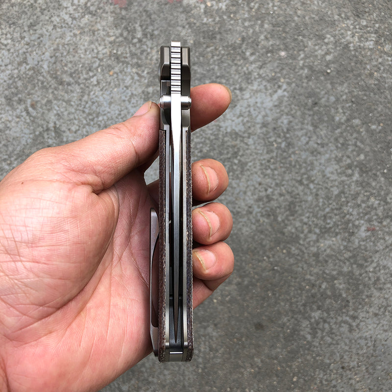 KANSEPT Shikari K1027A2 CPM-20CV Blade Brown Micarta Handle with Titanium Bolster Morgan Koens Dessign