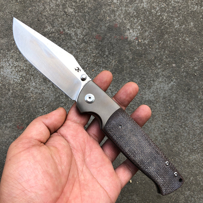 KANSEPT Shikari K1027A2 CPM-20CV Blade Brown Micarta Handle with Titanium Bolster Morgan Koens Dessign