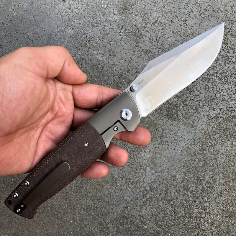 KANSEPT Shikari K1027A2 CPM-20CV Blade Brown Micarta Handle with Titanium Bolster Morgan Koens Dessign