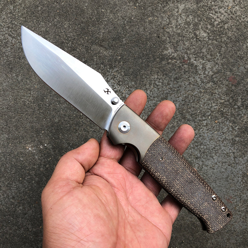 KANSEPT Shikari K1027A2 CPM-20CV Blade Brown Micarta Handle with Titanium Bolster Morgan Koens Dessign