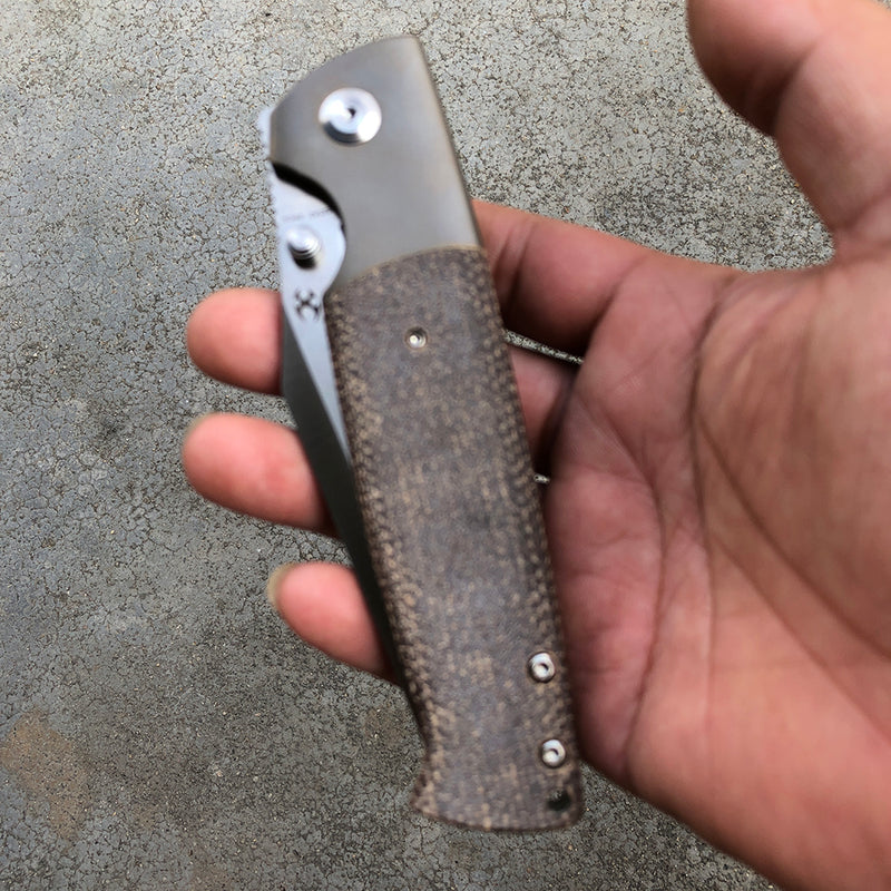 KANSEPT Shikari K1027A2 CPM-20CV Blade Brown Micarta Handle with Titanium Bolster Morgan Koens Dessign