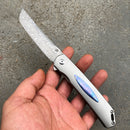 Hazakura K1019D1 Damascus Blade Titanium Handle with Timascus Insert Slim Flipper