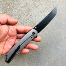 Hazakura K1019A1 S35VN Blade Titanium Handle with Shred Carbon Fiber Insert Slim Flipper
