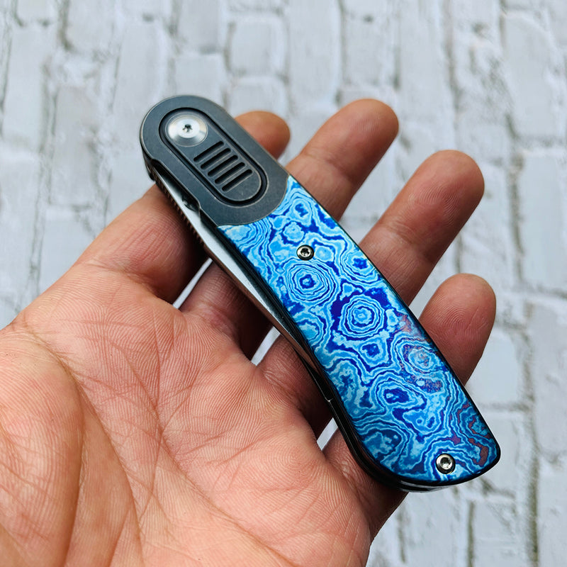 Reverie K2025A4 Black anodized Titanium Bolster + Timascus Scales Handle S35VN Blade with  Justin Lundquist Design