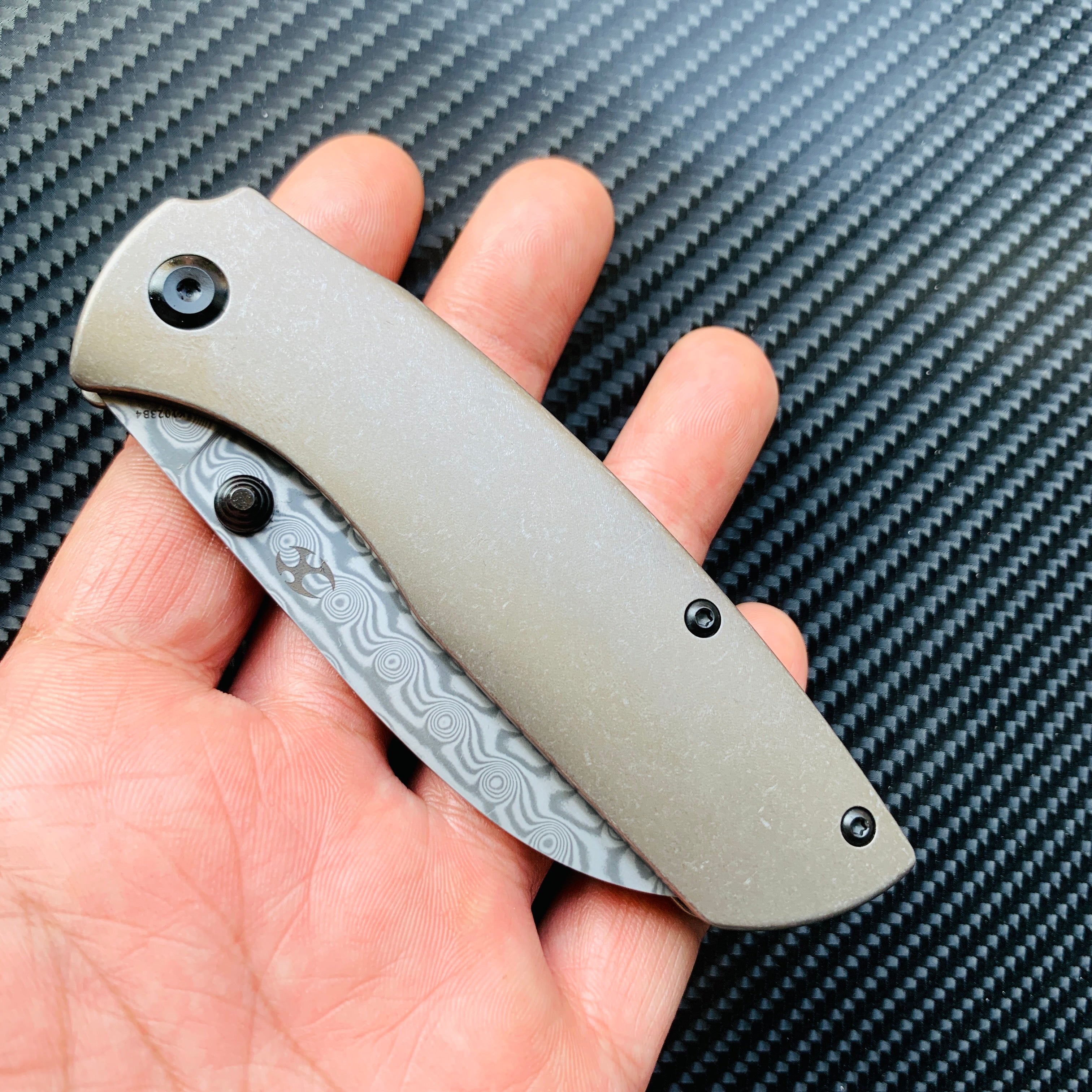 KANSEPT Convict K1023B4 Damascus Blade Bronze Anodized Titanium