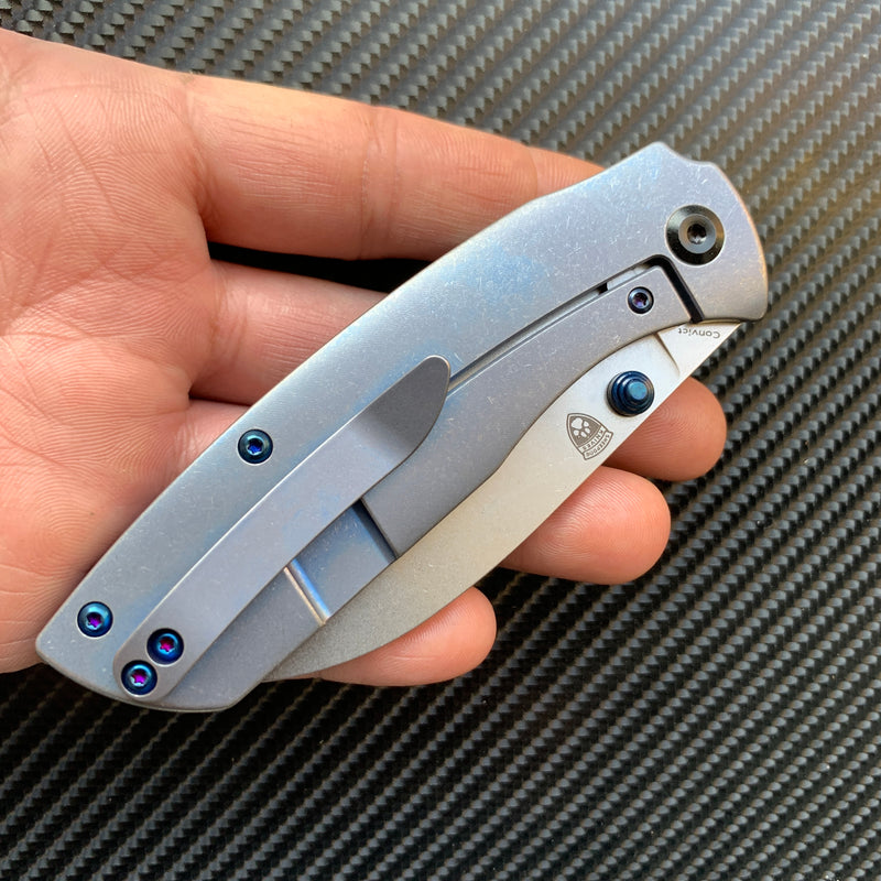 KANSEPT Convict K1023B2 CPM-S35VN  Blade Blue Anodized Titanium Handle Handle with Sheepdog Knives Design
