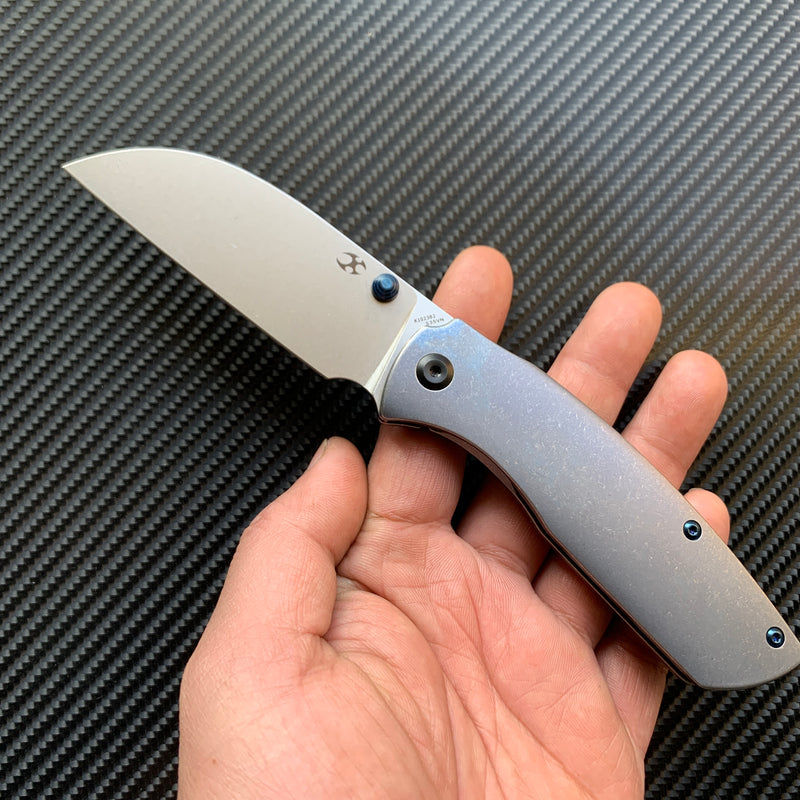 KANSEPT Convict K1023B2 CPM-S35VN  Blade Blue Anodized Titanium Handle Handle with Sheepdog Knives Design