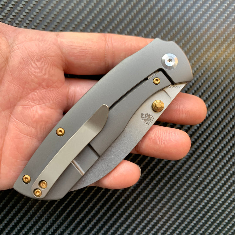 KANSEPT Convict CPM-S35VN  Blade Dark Gray Anodized Titanium Handle with Sheepdog Knives Design-K1023B1