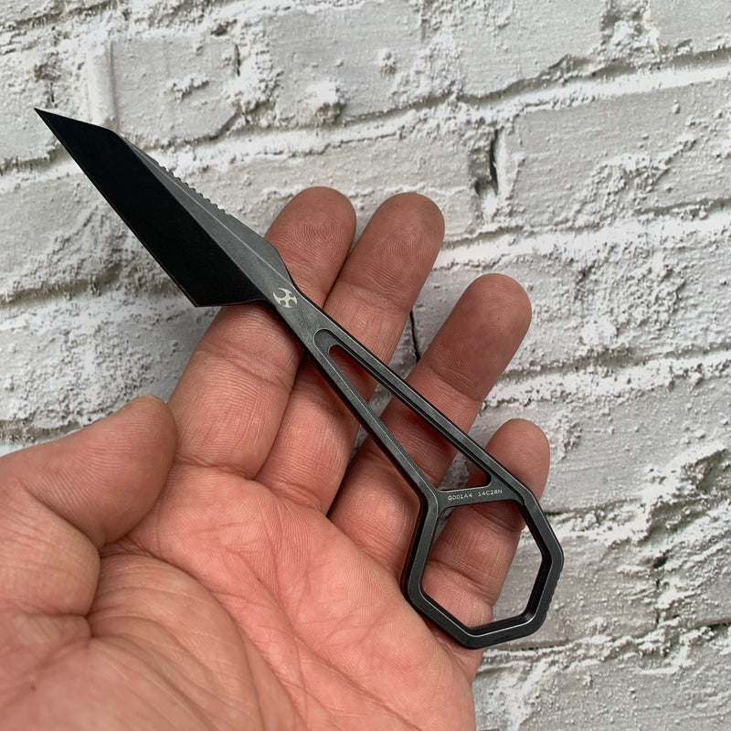 HEX G001A4 Black TiCn Coated  14C28N + Sheath Blade 14C28N Handle with Ostap Hel Design