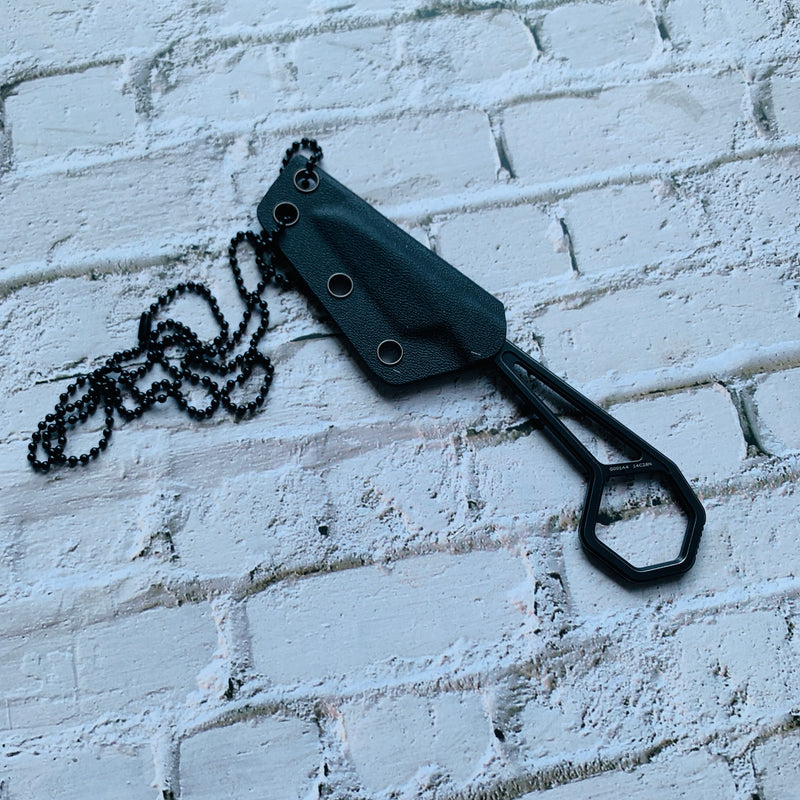 HEX G001A4 Black TiCn Coated  14C28N + Sheath Blade 14C28N Handle with Ostap Hel Design