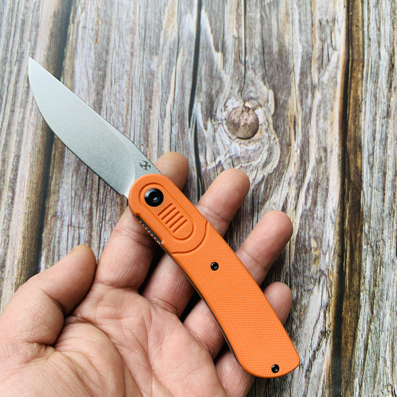 KANSEPT Reverie T2025A3 Stonewashed 154CM Blade Orange G10 Handle with Justin Lundquist Design