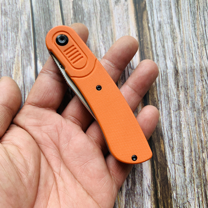 KANSEPT Reverie T2025A3 Stonewashed 154CM Blade Orange G10 Handle with Justin Lundquist Design