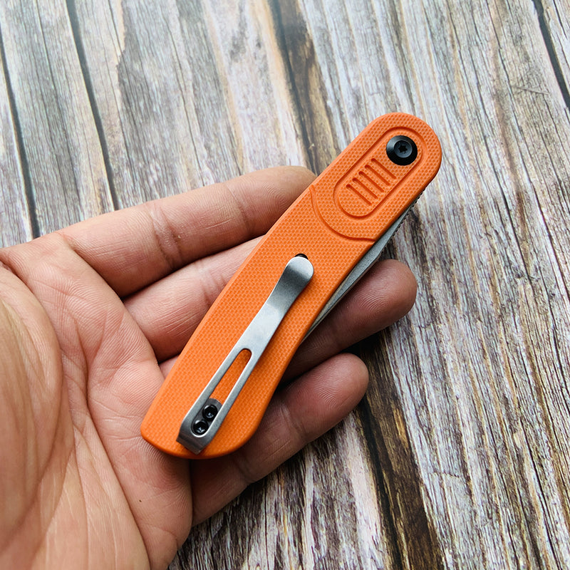 KANSEPT Reverie T2025A3 Stonewashed 154CM Blade Orange G10 Handle with Justin Lundquist Design