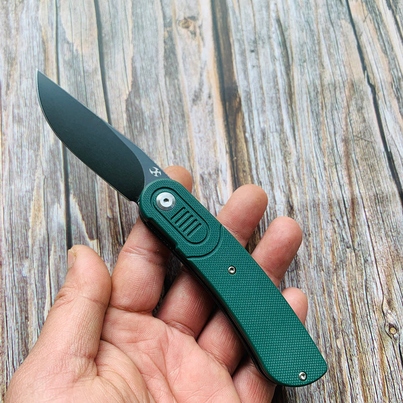 KANSEPT Reverie T2025A2 Black TiCn Coated 154CM Blade Green G10 Handle with Justin Lundquist Design