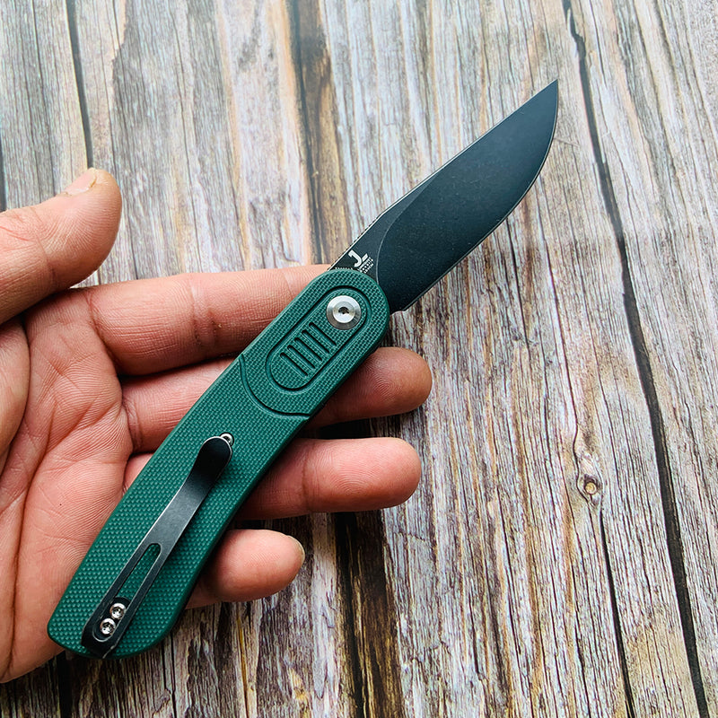 KANSEPT Reverie T2025A2 Black TiCn Coated 154CM Blade Green G10 Handle with Justin Lundquist Design