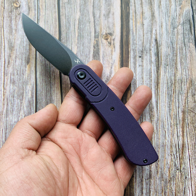KANSEPT Reverie T2025A5 Black TiCn Coated 154CM Blade Purple G10 Handle with Justin Lundquist Design