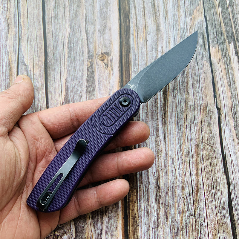 KANSEPT Reverie T2025A5 Black TiCn Coated 154CM Blade Purple G10 Handle with Justin Lundquist Design