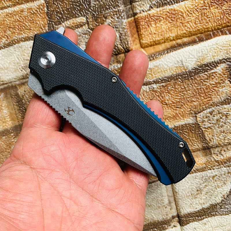 KANSEPT Mini Hellx T2008A1 Stonewashed D2 Blade Black G10 Handle with Mikkel Willumsen Design