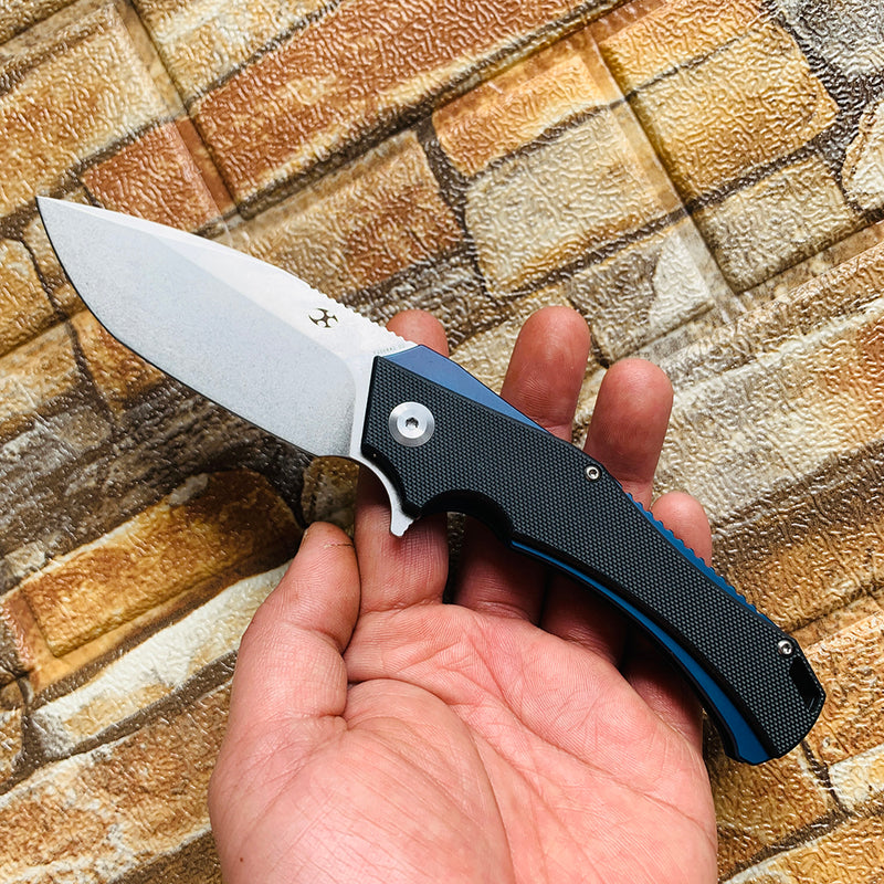 KANSEPT Mini Hellx T2008A1 Stonewashed D2 Blade Black G10 Handle with Mikkel Willumsen Design
