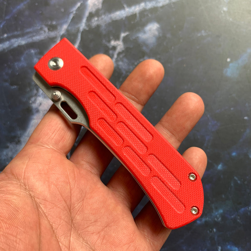 KANSEPT Reedus Red G10 Handle (Stonewashed 154CM Blade)with D.O.C.K. Design - T1041A2