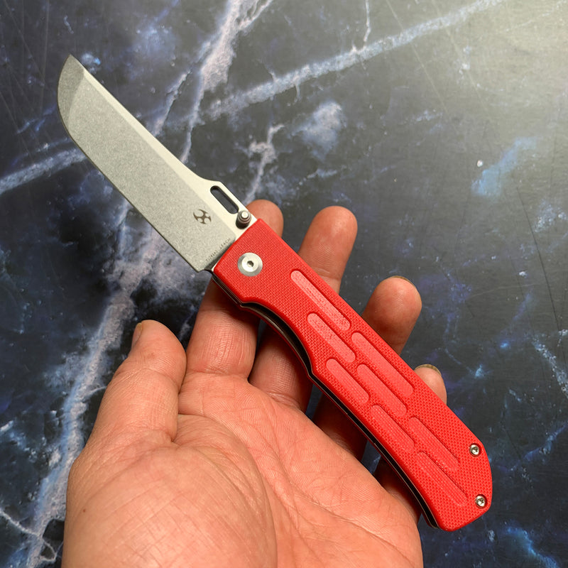 KANSEPT Reedus Red G10 Handle (Stonewashed 154CM Blade)with D.O.C.K. Design - T1041A2