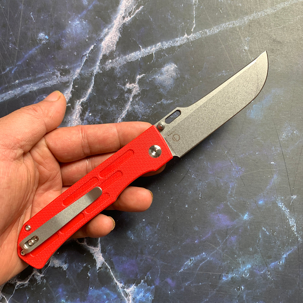 KANSEPT Reedus Red G10 Handle (Stonewashed 154CM Blade)with