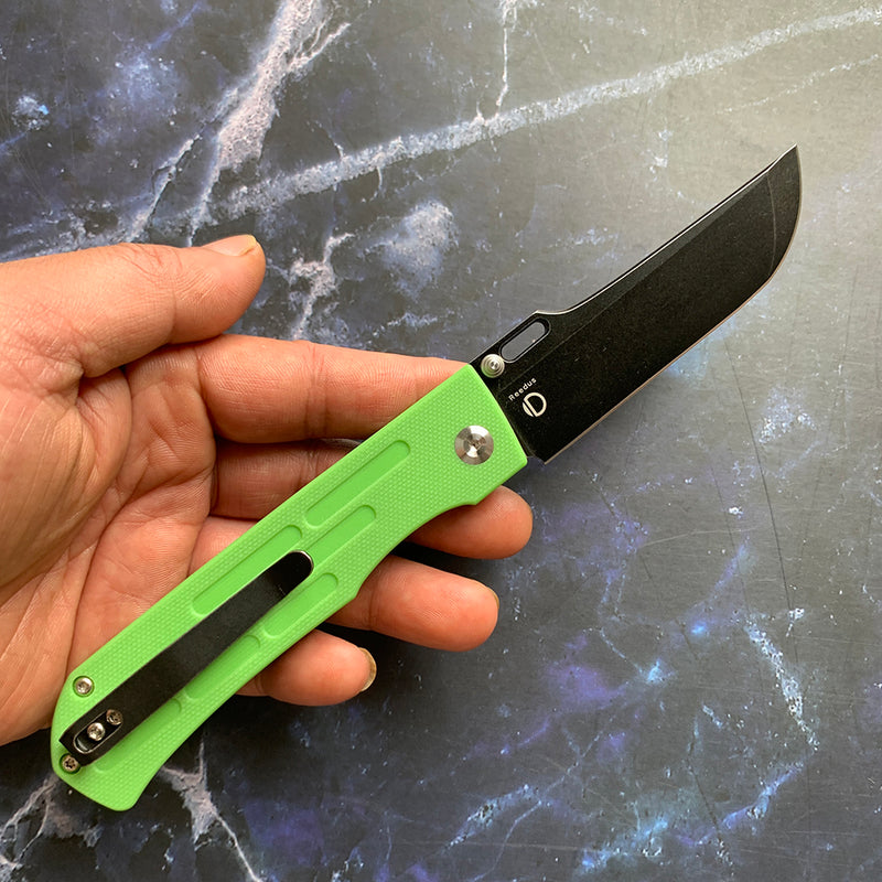 Reedus T1041A1 Black TiCn Coated and Stonewashed 154CM Blade Grass Green G10 Handle with D.O.C.K. Design