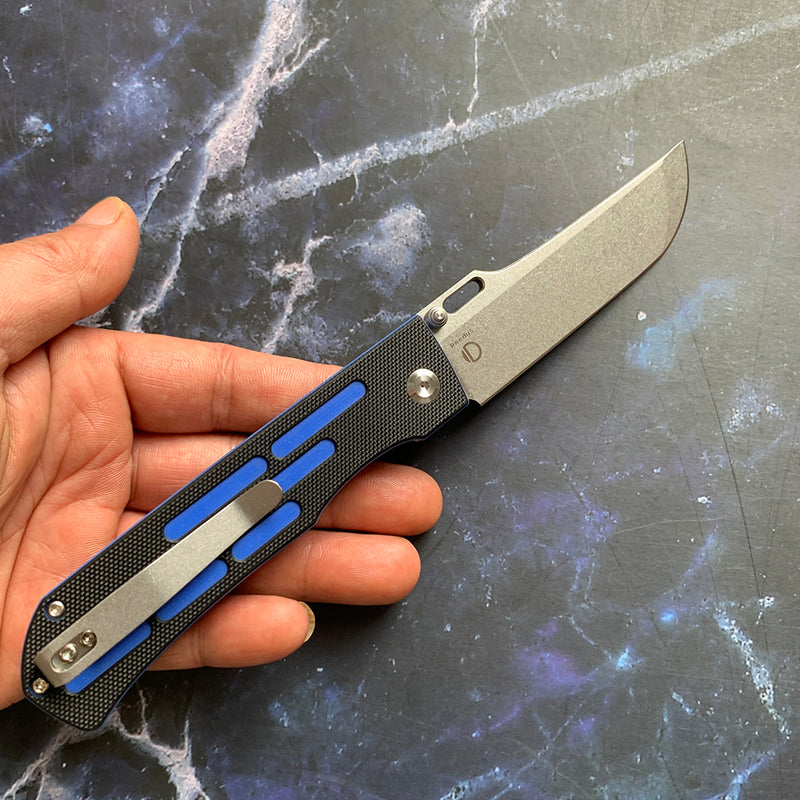 Reedus T1041A4 Stonewashed 154CM Blade Black and Blue G10 Handle with D.O.C.K. Design
