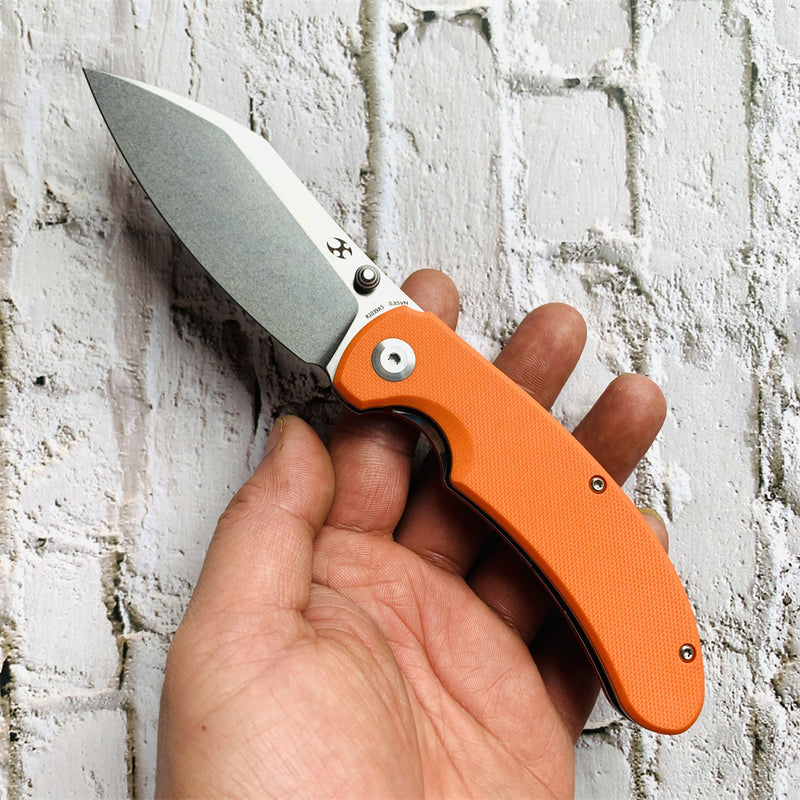 Nesstreet K1039A5 Stonewashed CPM-S35VN Blade Orange G10 Handle with Karambit Maker design