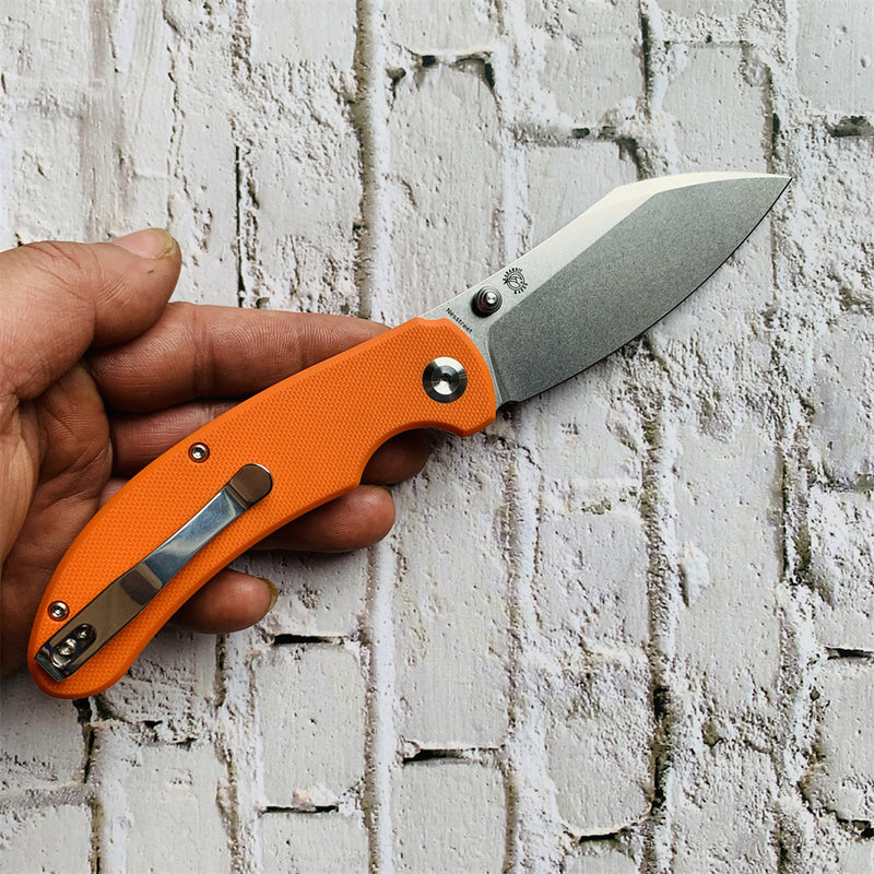 Nesstreet K1039A5 Stonewashed CPM-S35VN Blade Orange G10 Handle with Karambit Maker design