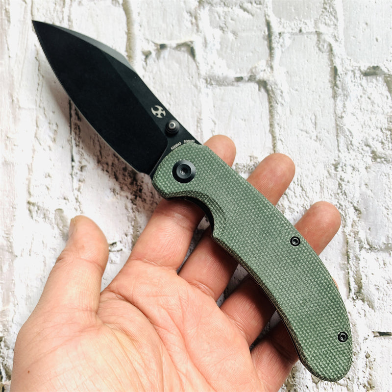 Nesstreet K1039A3 Black Stonewashed CPM-S35Vn Blade Green Micarta Handle with Karambit Maker design