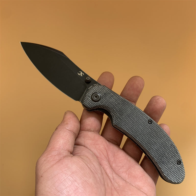 Nesstreet K1039A2 Black Stonewashed CPM-S35Vn Blade Black Micarta Handle with Karambit Maker design