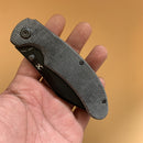 Nesstreet K1039A2 Black Stonewashed CPM-S35Vn Blade Black Micarta Handle with Karambit Maker design