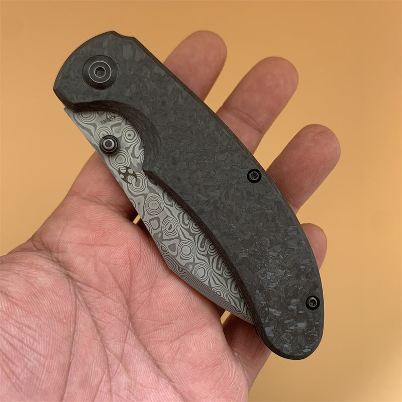 KANSEPT Nesstreet Damascus Blade Shred Carbon Fiber Handle with Karambit Maker design-K1039D1
