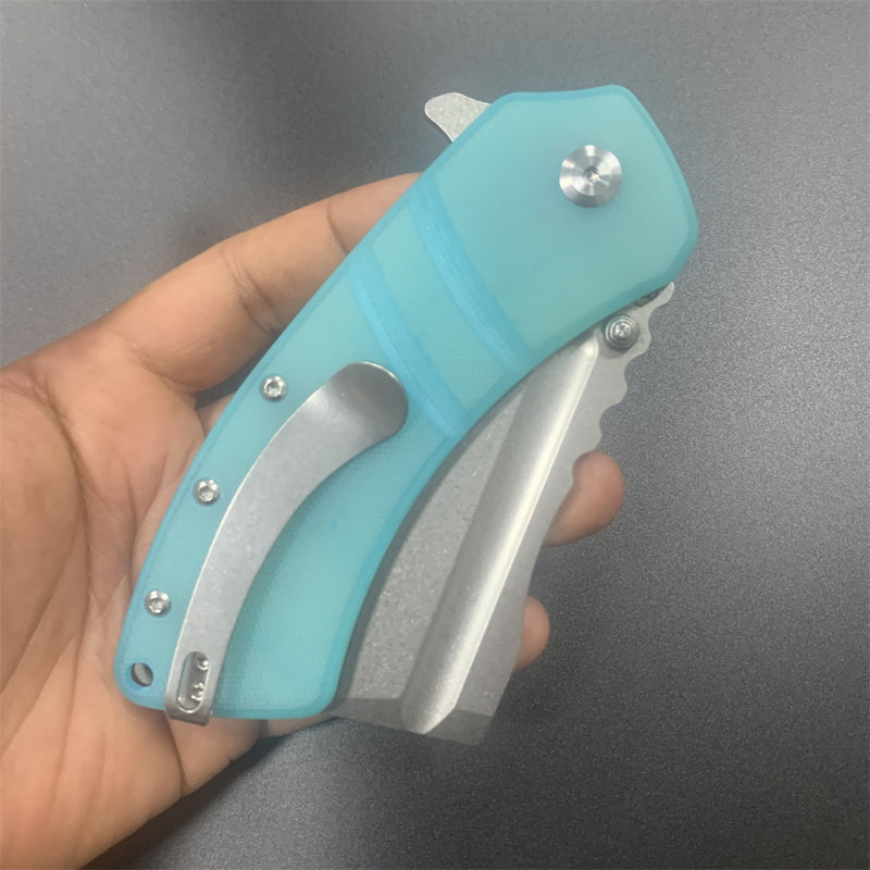 KANSEPT Cleavers XL Korvid T1030A7 Stonewashed 154CM Blade Tiffany blue G10 Handle Designed by Koch Tools