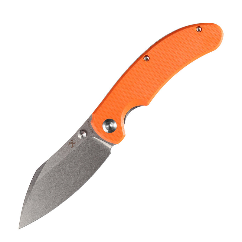 Nesstreet K1039A5 Stonewashed CPM-S35VN Blade Orange G10 Handle with Karambit Maker design