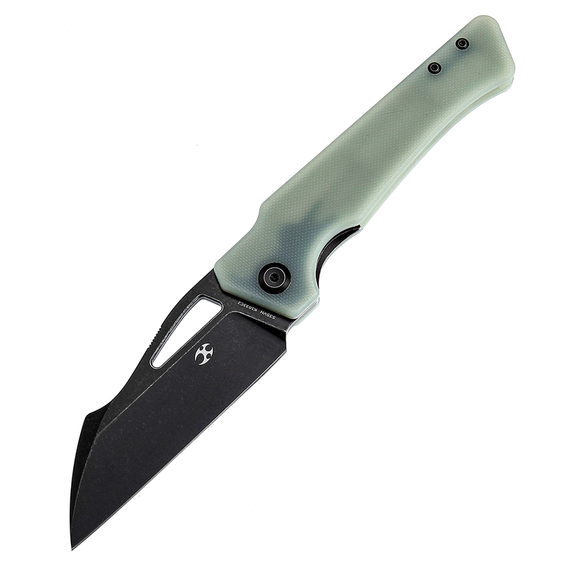 Egress K1033C2 SatinBlack Stonewashed CPM-S35VN Jade G10 Handle with Nitch Designs Design