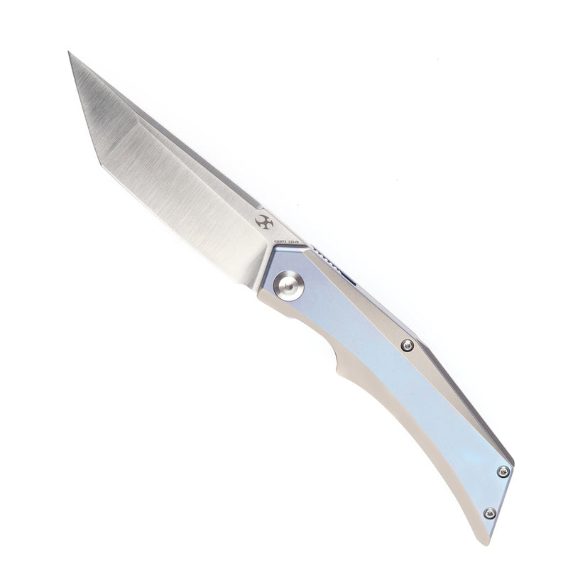 Kansept Knife Naska Satin CPM-S35VN Tanto Blade Blue Anodized and Plain Titanium Handle with APK Designs- K1035T3