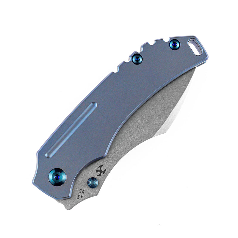 KANSEPT Pelican Edc Flipper Knife Blue Anodized Titanium Handle (3.0’‘CPM-S35VN Blade)Kmaxrom Design-K1018A6