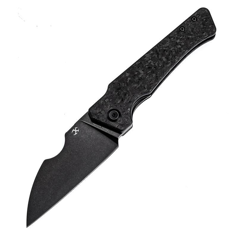 Egress K1033B2 Satin Black Stonewashed CPM-S35VN Shred Carbon Fiber Handle with Nitch Designs Design