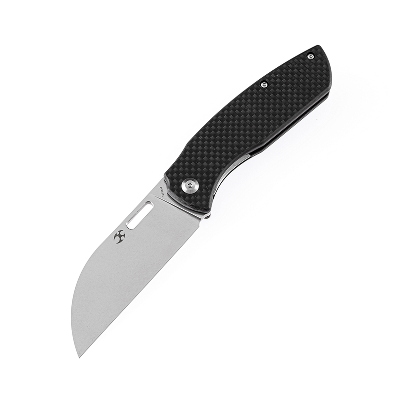 KANSEPT Convict T1023A2 Stonewashed 154CM Black Carbon Fiber Handle with Sheepdog Knives Design