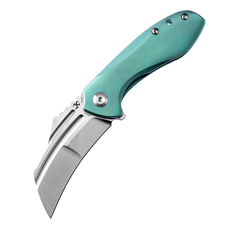 KANSEPT KTC3  Flipper Knife Green Titanium Handle (2.69'' CPM-S35VN Blade) Koch Tools Design-K1031A4