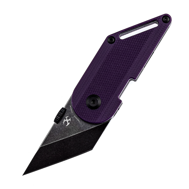 KANSEPT Dash Thumb Disc 1.69" Black Stonewashed 154CM Blade Purple G10 Designed by Dirk Pinkerton - T3045A4