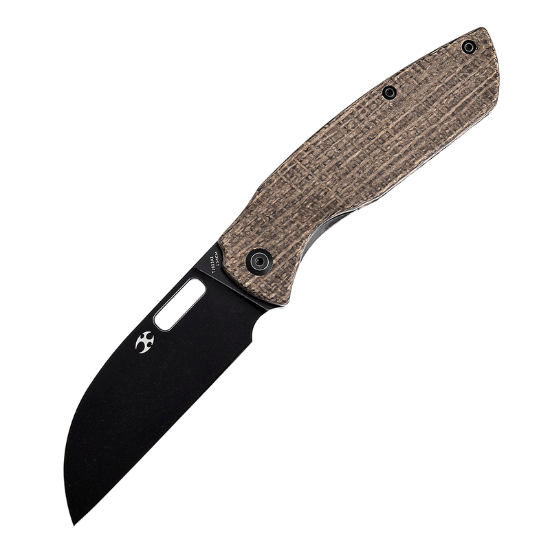 KANSEPT Convict T1023A1 Black Stonewashed 154CM Brown Micarta Handle with Sheepdog Knives Design