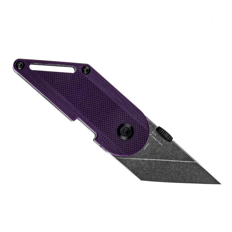 KANSEPT Dash Thumb Disc 1.69" Black Stonewashed 154CM Blade Purple G10 Designed by Dirk Pinkerton - T3045A4